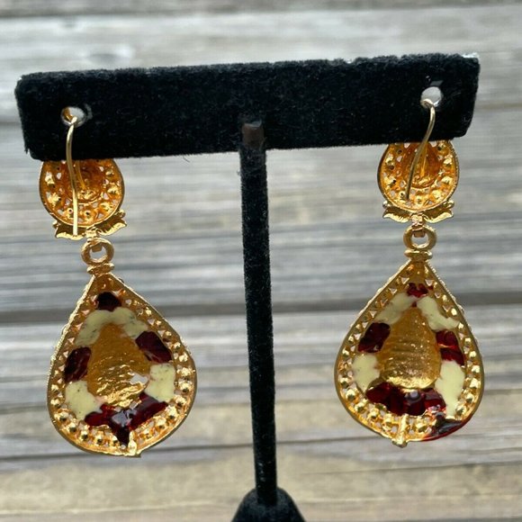 Earrings Gold Tone Women Fashion Ear Jewelry Crystals Accent Traditional Earring - Picture 8 of 10